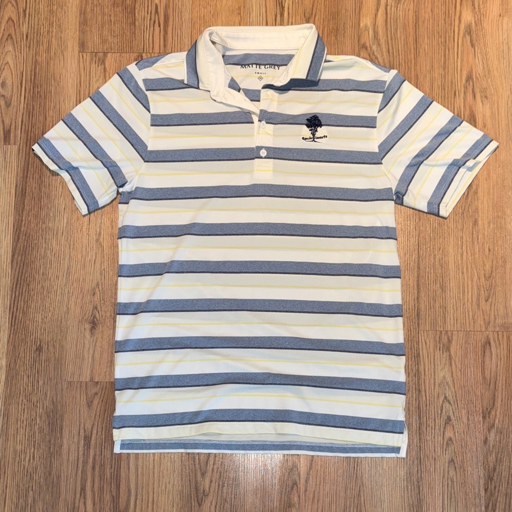 Men's Striped Polo Shirt Golf Shirt - Blue and White. Rancho SantaFe size small